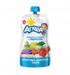 Пюре Агуша яблоко клубника творог с 6 мес 90 г